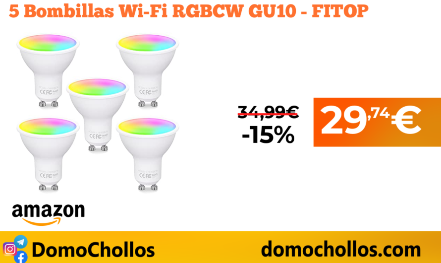 5 Bombillas Wi-Fi RGBCW GU10 – FITOP