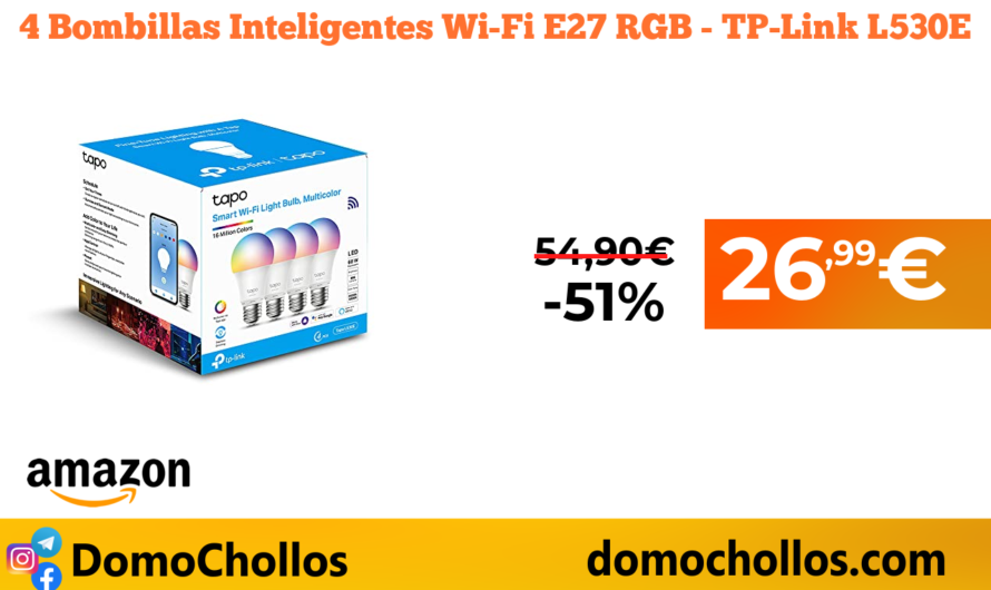 4 Bombillas Inteligentes Wi-Fi E27 RGB – TP-Link L530E