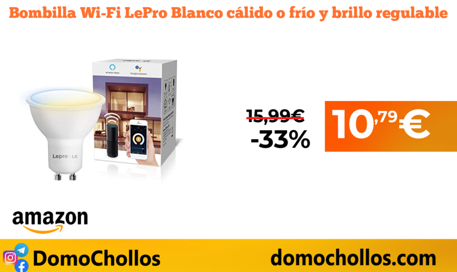 Bombilla Wi-Fi LePro Blanco cálido o frío y brillo regulable