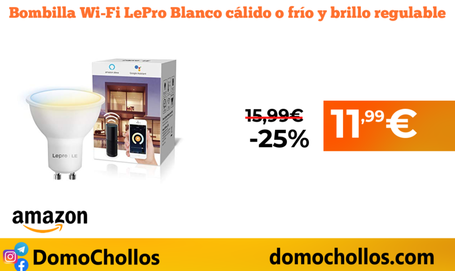 Bombilla Wi-Fi LePro Blanco cálido o frío y brillo regulable