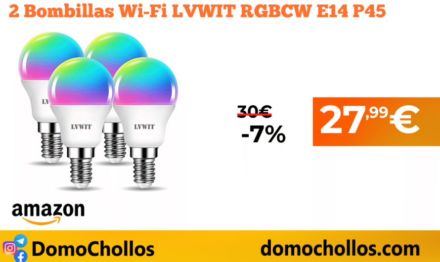 2 Bombillas Wi-Fi LVWIT RGBCW E14 P45