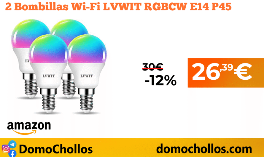 2 Bombillas Wi-Fi LVWIT RGBCW E14 P45