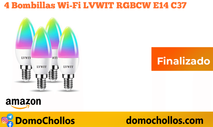 4 Bombillas Wi-Fi LVWIT RGBCW E14 C37