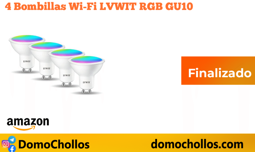 4 Bombillas Wi-Fi LVWIT RGB GU10