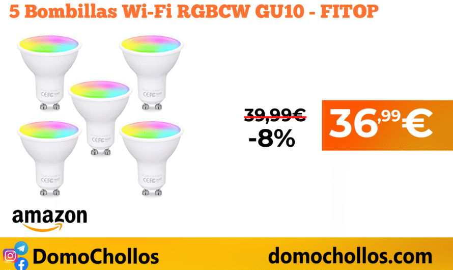 5 Bombillas Wi-Fi RGBCW GU10 – FITOP