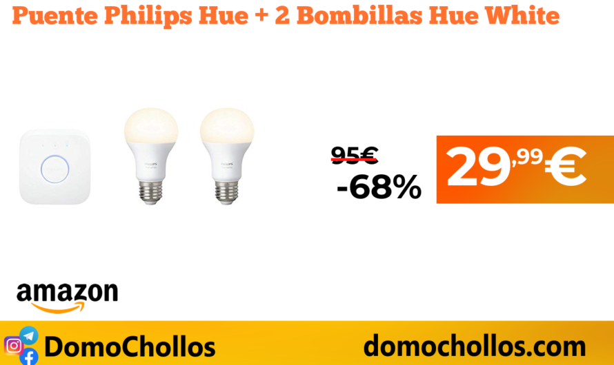Puente Philips Hue + 2 Bombillas Hue White