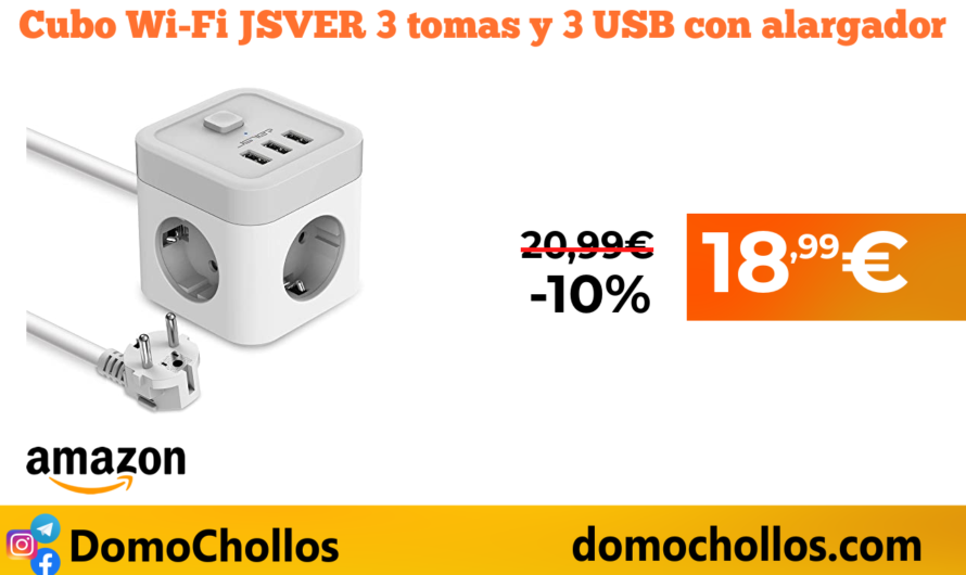 Cubo Wi-Fi JSVER 3 tomas y 3 USB con alargador