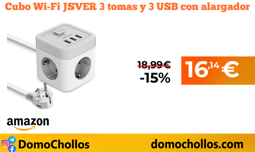 Cubo Wi-Fi JSVER 3 tomas y 3 USB con alargador